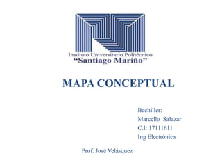 MAPA CONCEPTUAL
Bachiller:
Marcello Salazar
C.I: 17111611
Ing Electrónica
Prof. José Velásquez
 