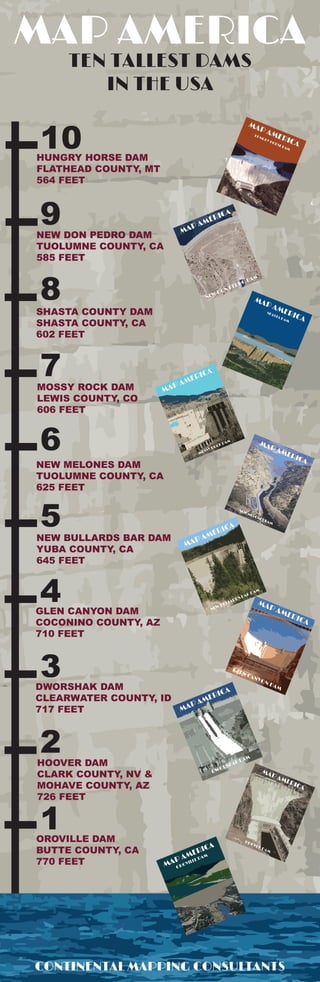 Map America - 10 Tallest Dams Infographic