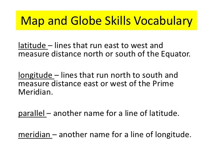 map and globe skills vocabulary words map vocabulary