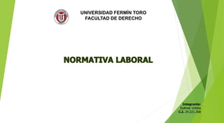 UNIVERSIDAD FERMÍN TORO
FACULTAD DE DERECHO
Integrante:
Eulimar Urbina
C.I. 24.221.268
 
