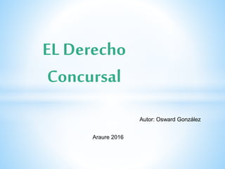 EL Derecho
Concursal
Autor: Osward González
Araure 2016
 