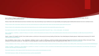 Inui, T. S., Parina, R., Chang, D. C., Inui, T. S., & Coimbra, R. (2014). Mortality after ground-level fall in the elderly patient taking oral anticoagulation for atrial fibrillation/flutter. Journal of Trauma and Acute Care Surgery, 76(3), 642-
650. https://doi.org/10.1097/ta.0000000000000138
 Ministry of Health. (2020). Needs Assessment and Service Coordination services. https://www.health.govt.nz/your-health/services-and-support/disability-services/getting-support-disability/needs-assessment-and-service-coordination-services
 Ministry of Health. (2018). Older people’s health data and stats. https://www.health.govt.nz/nz-health-statistics/health-statistics-and-data-sets/older-peoples-health-data-and-stats
 Ministry of Health. (2019). Healthy Ageing Strategy: update. https://www.health.govt.nz/our-work/life-stages/health-older-people/healthy-ageing-strategy-update
 New Zealand Government. (2017). Falls in older people: the impacts. https://www.hqsc.govt.nz/assets/Falls/10-Topics/2017_Topic_1_-_Falls_in_older_people_-_the_impacts.pdf
 Pasa, T. S., Magnago, T., Urbanetto, J. S., Baratto, M., Morais, B. X., & Carollo, J. B. (2017). Risk assessment and incidence of falls in adult hospitalized patients. Revista latino-americana de enfermagem, 25, e2862. https://doi.org/10.1590/1518-
8345.1551.2862
 Paliwal, Y., Slattum, P. W., & Ratliff, S. M. (2017). Chronic Health Conditions as a Risk Factor for Falls among the Community-Dwelling US Older Adults: A Zero-Inflated Regression Modeling Approach. BioMed research international, 2017, 5146378.
https://doi.org/10.1155/2017/5146378
 Parry, S. W., Bamford, C., Deary, V., Finch, T. L., Gray, J., MacDonald, C., McMeekin, P., Sabin, N. J., Steen, I. N., Whitney, S. L., & McColl, E. M. (2016). Cognitive–behavioural therapy-based intervention to reduce fear of falling in older people: Therapy
development and randomised controlled trial – the strategies for increasing independence, confidence and energy (STRIDE) study. Health Technology Assessment, 20(56), 1-206. https://doi.org/10.3310/hta20560
 Thomas, E., Battaglia, G., Patti, A., Brusa, J., Leonardi, V., Palma, A., & Bellafiore, M. (2019). Physical activity programs for balance and fall prevention in elderly: A systematic review. Medicine, 98(27), e16218. https://doi.org/10.1097/MD.0000000000016218
 Timsina, L. R., Willetts, J. L., Brennan, M. J., Marucci-Wellman, H., Lombardi, D. A., Courtney, T. K., & Verma, S. K. (2017). Circumstances of fall-related injuries by age and gender among community-dwelling adults in the United States. PLOS ONE, 12(5),
e0176561. https://doi.org/10.1371/journal.pone.0176561
 World Health Organisation. (2018). Ageing and health. https://www.who.int/news-room/fact-sheets/detail/ageing-and-health
 World Health Organisation. (2018a). Falls. https://www.who.int/news-room/fact-sheets/detail/falls
 