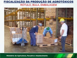 FISCALIZAÇÃO DA PRODUÇÃO DE AGROTÓXICOS
RÓTULO, BULA, EMBALAGEM
 