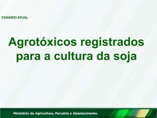 Agrotóxicos registrados
para a cultura da soja
CENÁRIO ATUAL
 