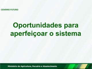 CENÁRIO FUTURO
Oportunidades para
aperfeiçoar o sistema
 