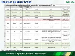 INC 1/14
Registros de Minor Crops
Fonte: Planilha elaborada pela FAEP
 