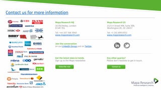 Contact us for more information
Mapa Research HQ
16 Old Bailey, London
EC4M 7EG
Tel: +44 207 566 3940
www.maparesearch.com
Join the conversation
on our LinkedIn Group and on Twitter.
Get the latest news & trends.
Sign up to the Mapa newsletter.
Subscribe now
Any other queries?
Please don’t hesitate to get in touch.
Contact us
Mapa Research US
2121 K Street NW, Suite 300,
Washington DC, DC 20037
Tel: +1 202 899 6932
www.maparesearch.com
 