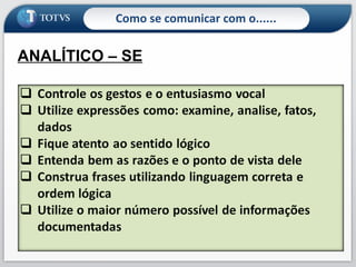 Como se comunicar com o...... ANALÍTICO – SE 