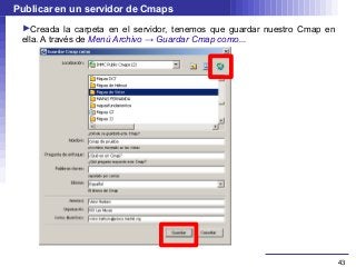 Publicar en un servidor de Cmaps
 ►Creada la carpeta en el servidor, tenemos que guardar nuestro Cmap en
 ella. A través de Menú Archivo → Guardar Cmap como...




                                                                          43
 