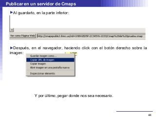 Publicar en un servidor de Cmaps
 ►Al guardarlo, en la parte inferior:




 ►Después, en el navegador, haciendo click con el botón derecho sobre la
 imagen:




                Y por último, pegar donde nos sea necesario.



                                                                           44
 