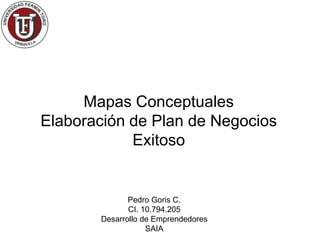 Mapas Conceptuales
Elaboración de Plan de Negocios
            Exitoso


              Pedro Goris C.
              CI. 10.794.205
       Desarrollo de Emprendedores
                   SAIA
 