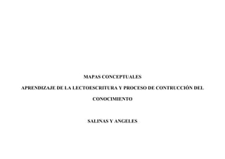 MAPAS CONCEPTUALES
APRENDIZAJE DE LA LECTOESCRITURA Y PROCESO DE CONTRUCCIÓN DEL
CONOCIMIENTO
SALINAS Y ANGELES
 