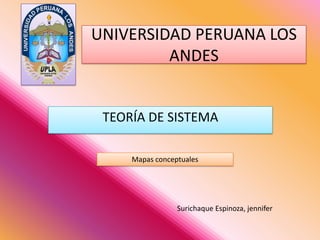 UNIVERSIDAD PERUANA LOS
ANDES
TEORÍA DE SISTEMA
Surichaque Espinoza, jennifer
Mapas conceptuales
 