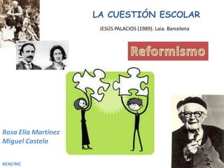 LA CUESTIÓN ESCOLAR JESÚS PALACIOS (1989). Laia. Barcelona Reformismo Rosa Elia Martínez Miguel Castelo 