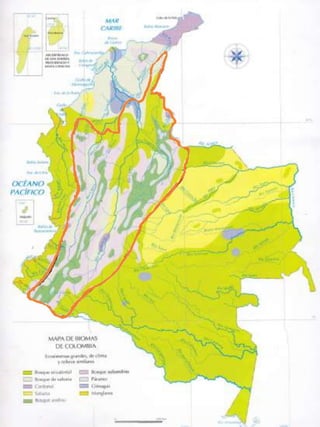 Gracias a que esta conformada por las tres cordilleras presenta un relieve muy variado, se alcanzan a observar altitudes como la serranía de la macarena, serranía del cocuy, el nevado del Ruiz, la serranía del Quindío, del Tolima, la serranía de los Santanderes, serranía de Abibel, serranía de San Jerónimo, de Ayapel, Los farallones de Cali, que son formaciones de roca de gran altura.