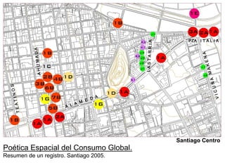 Santiago Centro
Poética Espacial del Consumo Global.
Resumen de un registro. Santiago 2005.
 