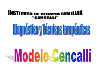INSTITUTO DE TERAPIA FAMILIAR "CENCALLI" Diagnóstico y Técnicas terapéuticas  Modelo Cencalli 
