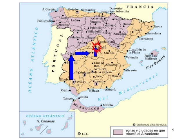 Resultado de imagen de Mapas de la estrategia franquista en la guerra civil española julio 1936