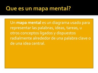    Los mapas mentales son un método muy
    eficaz para extraer y memorizar información.
    Son una forma lógica y creat...