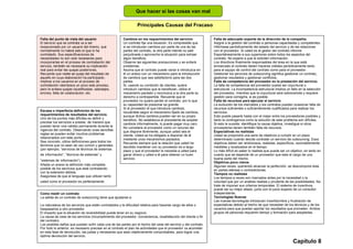 Que hacer si las cosas van mal

                                                                 Principales Causas del Fracaso

Falta del punto de vista del usuario                    Cambios en los requerimientos del servicio                Falta de adecuado soporte de la dirección de la compañía.
El servicio que se contrata va a ser                    Un contrato fija una situación. Es compresible que        Asigne a la gestión del contrato a personas capacitadas y competentes.
recepcionado por un usuario del mismo, que              si se introducen cambios por parte de una de las          Infórmese periódicamente del estado del servicio y de las relaciones
normalmente no habrá sido el que lo ha                  partes del contrato, la otra parte intente no salir       con el proveedor. Si usted es el gestor del contrato informe
contratado. Sus especificaciones de                     perjudicada o aproveche la situación para extraer         Espontáneamente a sus superiores sobre todos los aspectos del
necesidades no son solo necesarias para                 algún beneficio.                                          contrato. No espere a que le soliciten información.
incorporarlas en el proceso de contratación del         Observe las siguientes precauciones y se evitará          Los directivos finalmente responsables del área en la que está
servicio, también es necesaria su implicación           problemas:                                                enmarcado el contrato deben hacerse visibles periódicamente tanto
real para evitar las quejas posteriores.                Asuma que el contrato puede variar e introduzca en        para el equipo de control del contrato como para el proveedor.
Recuerde que nadie se queja del resultado de            él un anexo con un mecanismo para la introducción         Gestionar los servicios de outsourcing significa gestionar un contrato,
aquello en cuya elaboración ha participado.             de cambios que sea satisfactorio para las dos             gestionar resultados y gestionar conflictos.
Implicar a los usuarios en el proceso de                partes.                                                   Falta de competencia del proveedor en la prestación del servicio.
contratación ralentizara un poco este proceso,          Si, usando su condición de clientes, quiere               La falta de competencia del proveedor puede ser coyuntural o
pero le evitara quejas injustificadas, sabotajes,       introducir cambios que le benefician, utilice el          estructural. La incompetencia estructural implica un fallo en la selección
errores, falta de colaboración, etc.                    mecanismo pactado y reconozca a la otra parte su          del proveedor, mientras que la coyuntural será sobrevenida y requiere
                                                        derecho a contrapartida. Recuerde que el                  gestión para corregirla, si es posible.
                                                        proveedor no quiere perder el contrato, por lo que        Falta de recursos para ejecutar el servicio
                                                        su capacidad de presionar es grande                       La evolución de los mercados y los contratos pueden ocasionar falta de
                                                        Si el proveedor el que introduce cambios,                 recursos suficientes o suficientemente cualificados para realizar los
Escasa o imperfecta definición de los                   recuérdele seguir el mecanismo fijado de cambios,         servicios.
requerimientos de resultados del servicio.              aunque dichos cambios pueden ser en su propio             Esto puede pasarle hasta con el mejor entre los proveedores posibles y
Uno de los puntos más difíciles es definir y            beneficio. No establezca el precedente de aceptar         tanto la contingencia como la solución de este problema son difíciles.
precisar los servicios a prestar, de manera que         cambios informalmente, lo puede pagar muy caro.           Si esto le sucede: identifique la causa objetiva, investigue si otros
puedan tener una validez permanente durante la          No considere al proveedor como un recurso del             proveedores tienen también falta de recursos.
vigencia del contrato. Observando unas sencillas        que dispone libremente, aunque usted sea el               Expectativas no realistas
reglas se pueden evitar muchos problemas                cliente. Usted se ha obligado a disponer de él            Usted se propondrá una serie de objetivos a cumplir en un plazo
relacionados con este punto:                            mediante unos mecanismos pactados.                        determinado cuando decida contratar un servicio de outsourcing. Esos
Sea concreto, utilice definiciones para todos los       Recuerde siempre que la relación que usted ha             objetivos deben ser ambiciosos, realistas, específicos, razonablemente
términos que no sean de uso común y generales           decidido mantener con su proveedor es a largo             medibles y localizados en el tiempo.
(por ejemplo, “servicios de técnicos de sistemas        plazo y que el proveedor le necesita a usted para         Lo más difícil es saber lo realista que puede ser un objetivo, en tanto en
de información”, “técnicos de sistemas” y               ganar dinero y usted a él para obtener un buen            cuanto que se depende de un proveedor que esta al cargo de una
                                                        servicio.                                                 buena parte del mismo.
“sistemas de información”).
                                                                                                                  Objetivos poco claros
Añada un anexo la definición más completa                                                                         Algunas veces, queriendo alcanzar la perfección, se descompone ésta
posible de los servicios que está contratando                                                                     en partes etéreas o contradictorias.
con la extensión debida.                                                                                          Tiempos no realistas
Asegúrese de que el lenguaje que utilizan tanto                                                                   Los tiempos a veces son marcados antes por la necesidad o la
usted como el proveedor es perfectamente                                                                          voluntad que por un análisis realista y prudente de las posibilidades. No
compartido, sin matices.                                                                                          trate de imponer sus criterios temporales. El sistema de incentivos
                                                                                                                  puede ser su mejor aliado, junto con el juicio experto de un consultor
Como medir un contrato                                                                                            independiente.
La salida de un contrato de outsourcing tiene que ajustarse a:                                                    Tecnologías Nuevas
                                                                                                                  Las nuevas tecnologías introducen incertidumbre y frustración de
La naturaleza de los servicios que están contratados y la dificultad relativa para hacerse cargo de ellos o       expectativas debido al hecho de que necesitan de los técnicos y de los
traspasarlos a otro proveedor.                                                                                    usuarios para que puedan aportar los resultados que prometen. Ambos
El impacto que la situación de reversibilidad puede tener en su negocio.                                          grupos de personas requieren tiempo y formación para adoptarlas.
La causa de cese de los servicios (incumplimiento del proveedor, conveniencia, insatisfacción del cliente o fin
del contrato).
Los posibles daños que puedan sufrir cada una de las partes por el hecho del cese del servicio y del contrato.
Por todo lo anterior, es necesario precisar en el contrato el plan de actividades que el proveedor va acometer
en esta fase de devolución, las justas y necesarias que sean objetivamente comprobables, para lograr una
óptima devolución del servicio.
                                                                                                                                                                        Capítulo 8
 