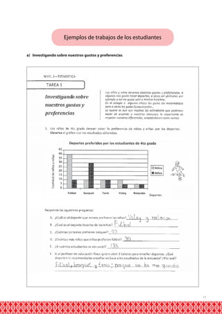 17
Ejemplos de trabajos de los estudiantes
a) Investigando sobre nuestros gustos y preferencias
 