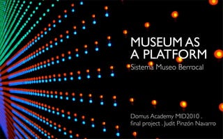MUSEUM AS
A PLATFORM
Sistema Museo Berrocal




Domus Academy MID2010 .
ﬁnal project . Judit Pinzón Navarro
 