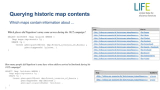 Querying historic map contents
Which maps contain information about ...
 