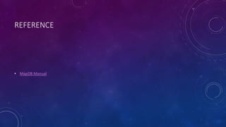 SORTED TABLE MAP
• SortedTableMap is read-only and does not support updates. Changes should be applied by creating new Map with
Data Pump. Usually one places change into secondary map, and periodically merges two maps into
new SortedTableMap.
• SortedTableMap does not use DB object, but operates directly on Volume (MapDB abstraction over ByteBuffer).
 