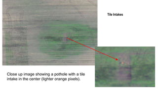 Close up image showing a pothole with a tile
intake in the center (lighter orange pixels).
Tile Intakes
 