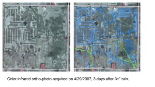 Color infrared ortho-photo acquired on 4/29/2007, 3 days after 3+” rain.
 