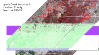 Greene County test area with imagery from 4/29/13. Comparison of mapped tile
patterns with actual GPS locations of install...