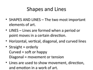 Understanding Shapes and Lines: Key Elements in Art for MAPEH | PPTX