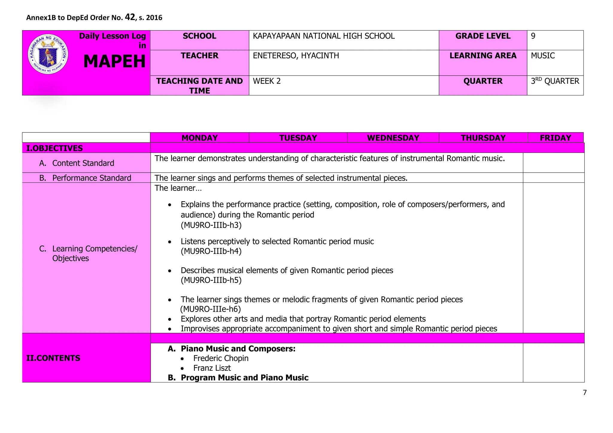 Mapeh Grade 9 Dll 1 Pdf Mapeh 9 Mapeh 9 Pdf