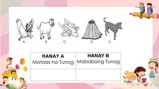 HANAY A
Mataas na Tunog
HANAY B
Mababang Tunog
 