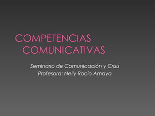 Seminario de Comunicación y Crisis
  Profesora: Nelly Rocío Amaya
 