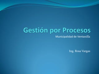 Municipalidad de Ventanilla
Ing. Rosa Vargas
 