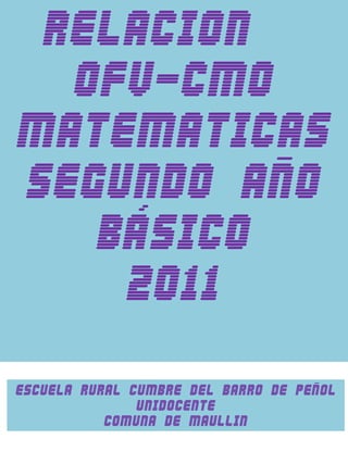 RELACION  OFV-CMO MATEMATICAS segundo Año básico 2011 ESCUELA RURAL CUMBRE DEL BARRO DE PEÑOL UNIDOCENTE COMUNA DE MAULLIN 