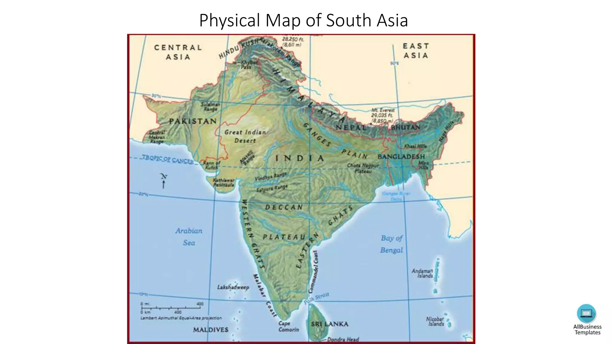 Physical Map of South Asia