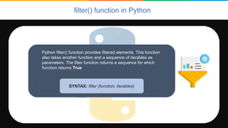 reduce() function in Python
Python reduce() function provides a single value on execution.
This function also takes anothe...