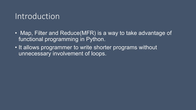 Map filter reduce in Python | PPTX