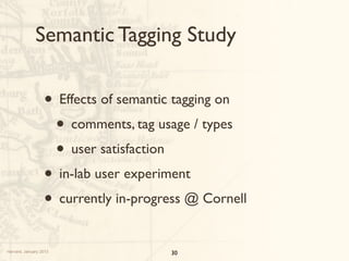 Semantic Tagging Study


                  • Effects of semantic tagging on
                   • comments, tag usage / typ...