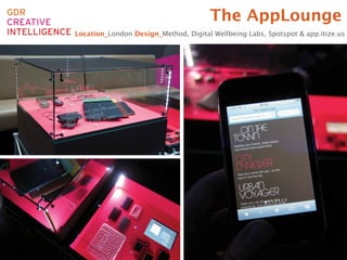 The AppLounge
Location_London Design_Method, Digital Wellbeing Labs, Spotspot & app.itize.us
                                                                             	

 