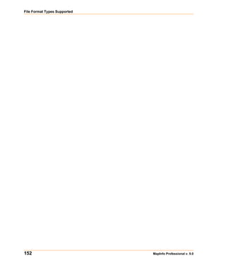 File Format Types Supported




152                           MapInfo Professional v. 9.0
 