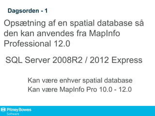 MapInfo Pro og SQL Server - Uden opgaver | PPTX