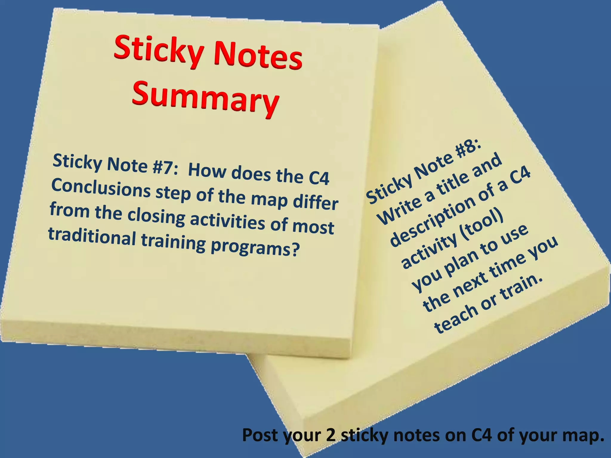 Post your 2 sticky notes on C4 of your map.
 