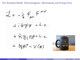 The Standard Model: Electromagnetic, Electroweak and Strong Force
Raquel Gomez Ambrosio Particle Physics in a Nutshell June 13, 2016 25 / 53
 