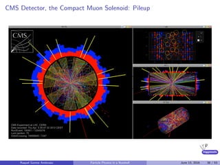 higgstools
CMS Detector, the Compact Muon Solenoid: Pileup
Raquel Gomez Ambrosio Particle Physics in a Nutshell June 13, 2016 38 / 53
 