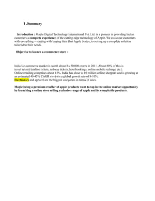Sample Ecommerce Business plan | PDF