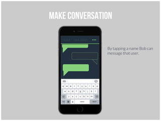 Make conversation
<back Jack Smith ŸŸŸ
By tapping a name Bob can
message that user.