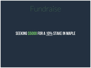 Seeking $5000 for a 10% stake in Maple
Fundraise